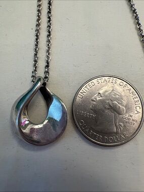 Sterling Silver Teardrop Sculpted Pendant Necklace - Women Jewelry